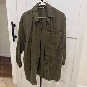 Zara Khaki Green Shirt Jacket